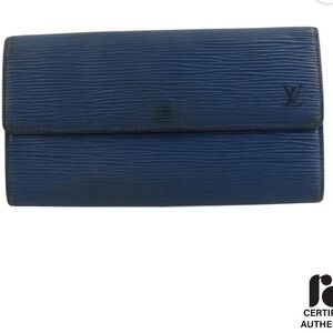Louis Vuitton Blue Epi Leather Long Wallet with LV Monogram